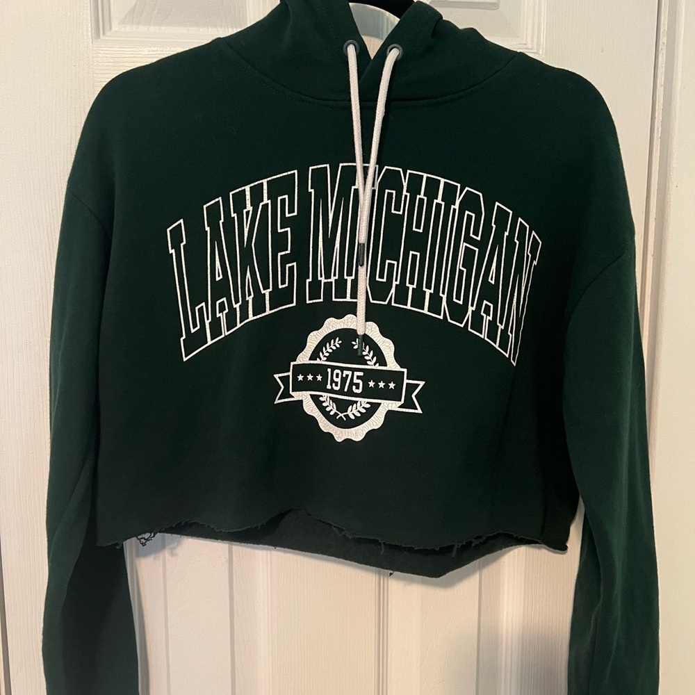 Garage Dark Green Cropped hoodie